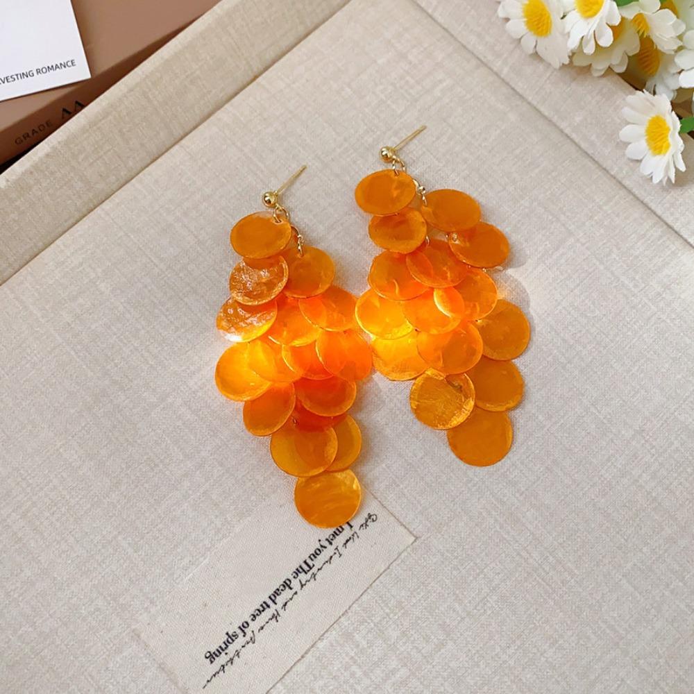 

Light Luxury Tassel Drop Earring Bohemian Style Shell Pendant Stud Shell Earring Beach Party оранжевый