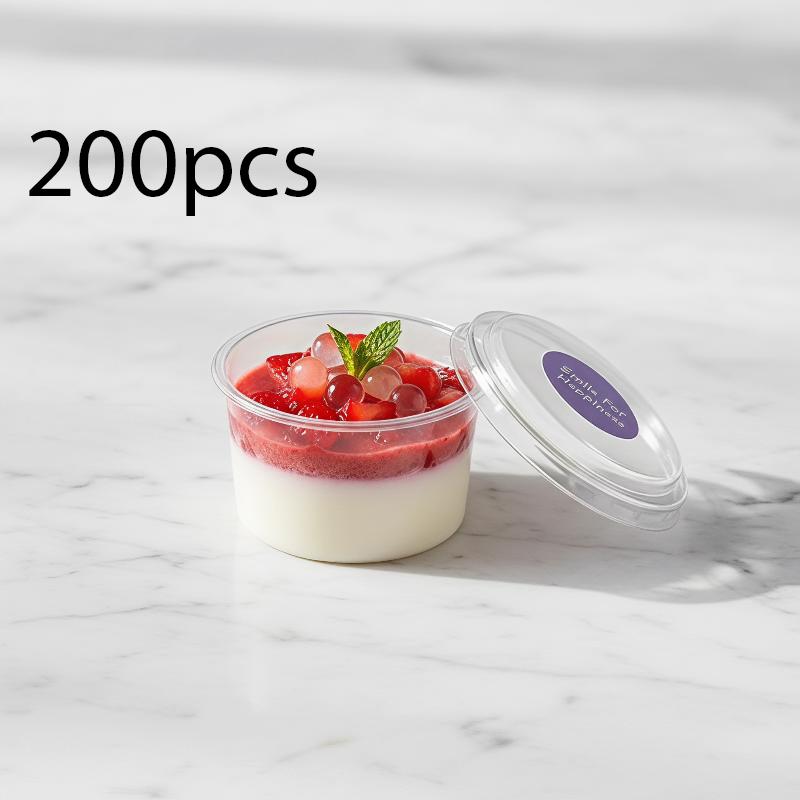 Disposable Pudding Cups with Sealed Lids 50/100/150/200PCS 150ML Plastic for Ice Cream Cake Dessert Homemade Food Storage