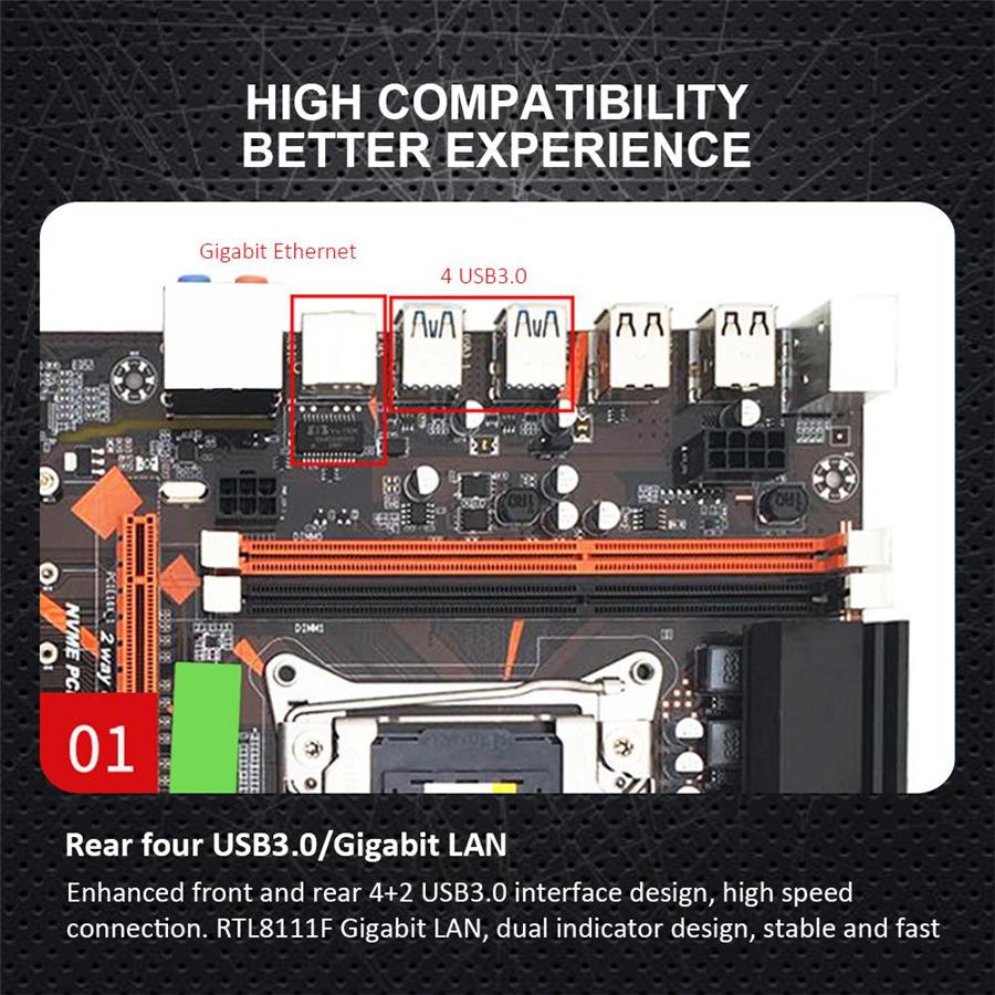 X99 D3 Four-Channel Memory Slot Cpu Support Gigabit Network Card