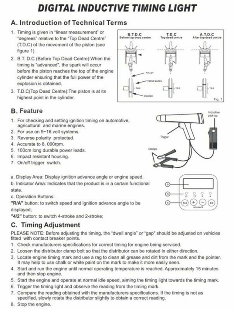 Car Digital Inductive Timing Light Automotive Engine Ignition Tester Tool