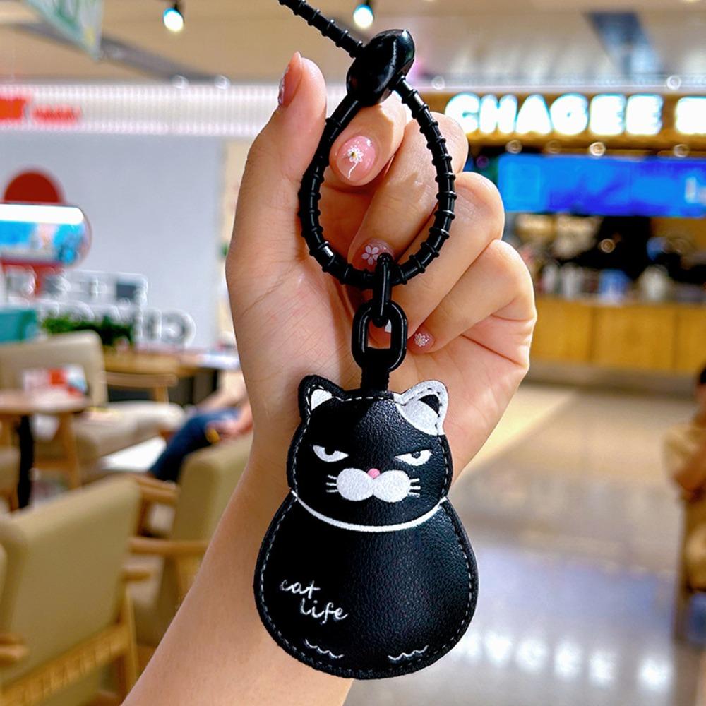Cat Leather Keychain Pig Car Key Pendant Handbag Charms Cartoon Leather Pendant  Couple Keyring