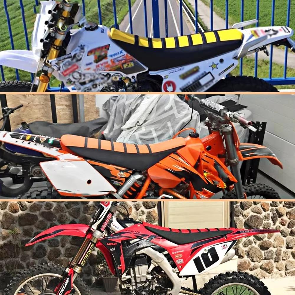 Motorcycle Striped Soft-Grip Gripper Soft Seat Cover Rubber For Honda Suzuki Kawasaki Yamaha Motocross KTM SX XC EXC XC-W SX-F