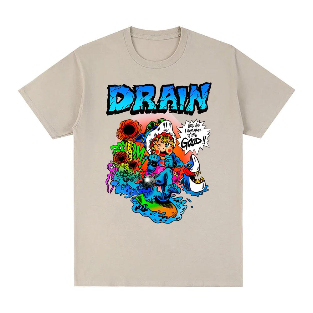 Drain Band Merchandise T-Shirt Cotton Same As Website Tee-shirt Vintage Short Sleeve Tops