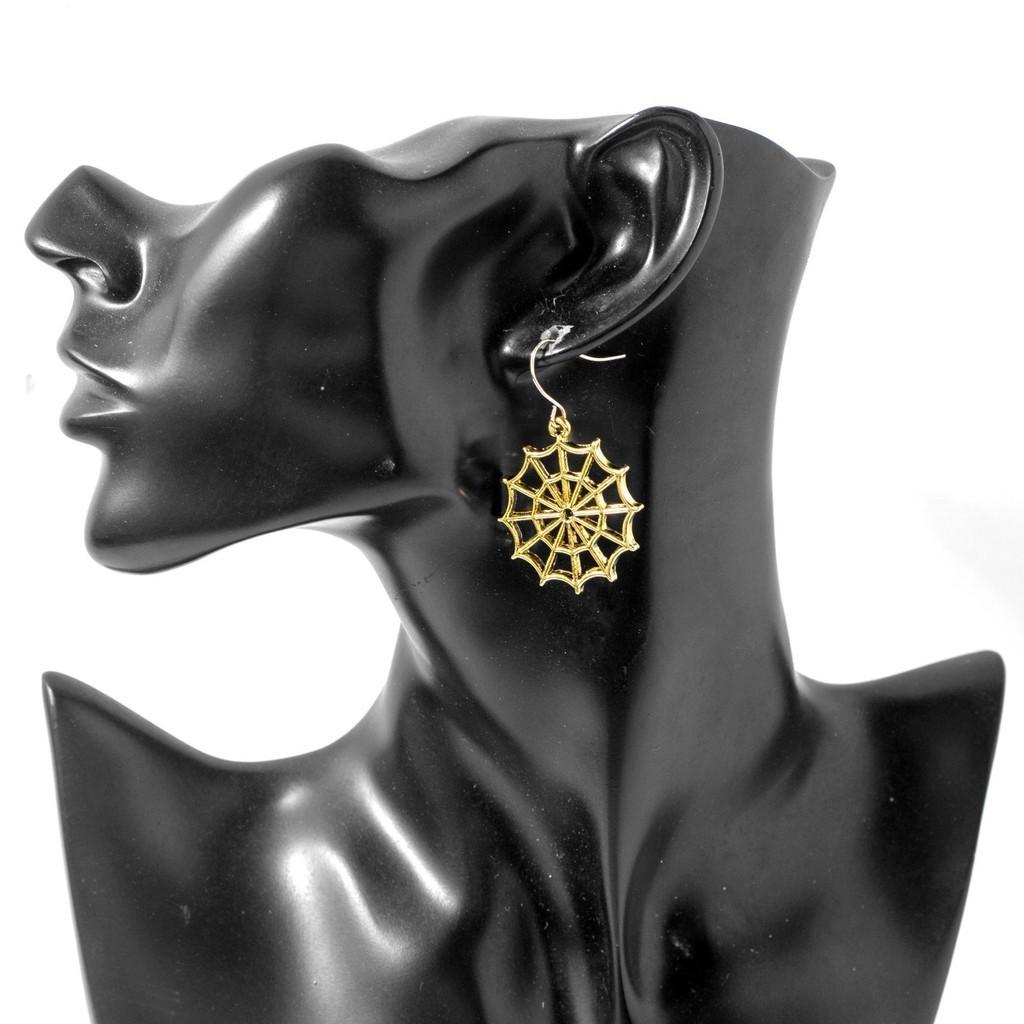 Gold Chic And Silver Spider Web Earrings Alloy Hollow Out Design For Women