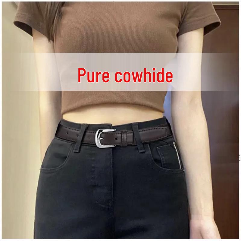 

Женский универсальный ремень из натуральной кожи 2024 - Черный и коричневый нишевый дизайн, идеально подходит к джинсам 110 cm коричневый