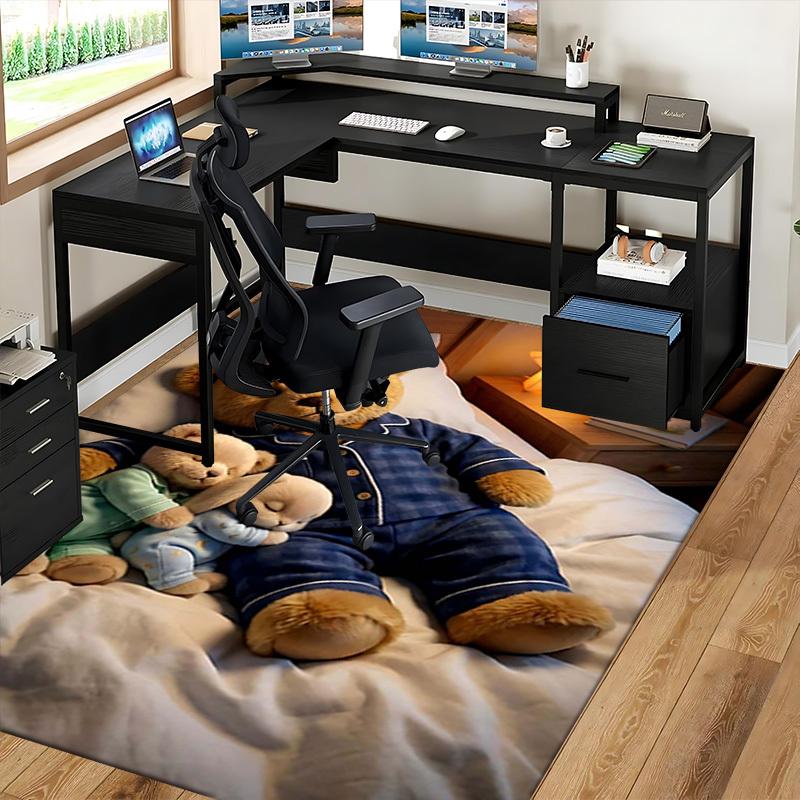 1pc Anime Teddy Bear Print Chair Mat - Anti-Slip Office Rug for Home Decor, Suitable for All Seasons and Perfect as a Gift.C013