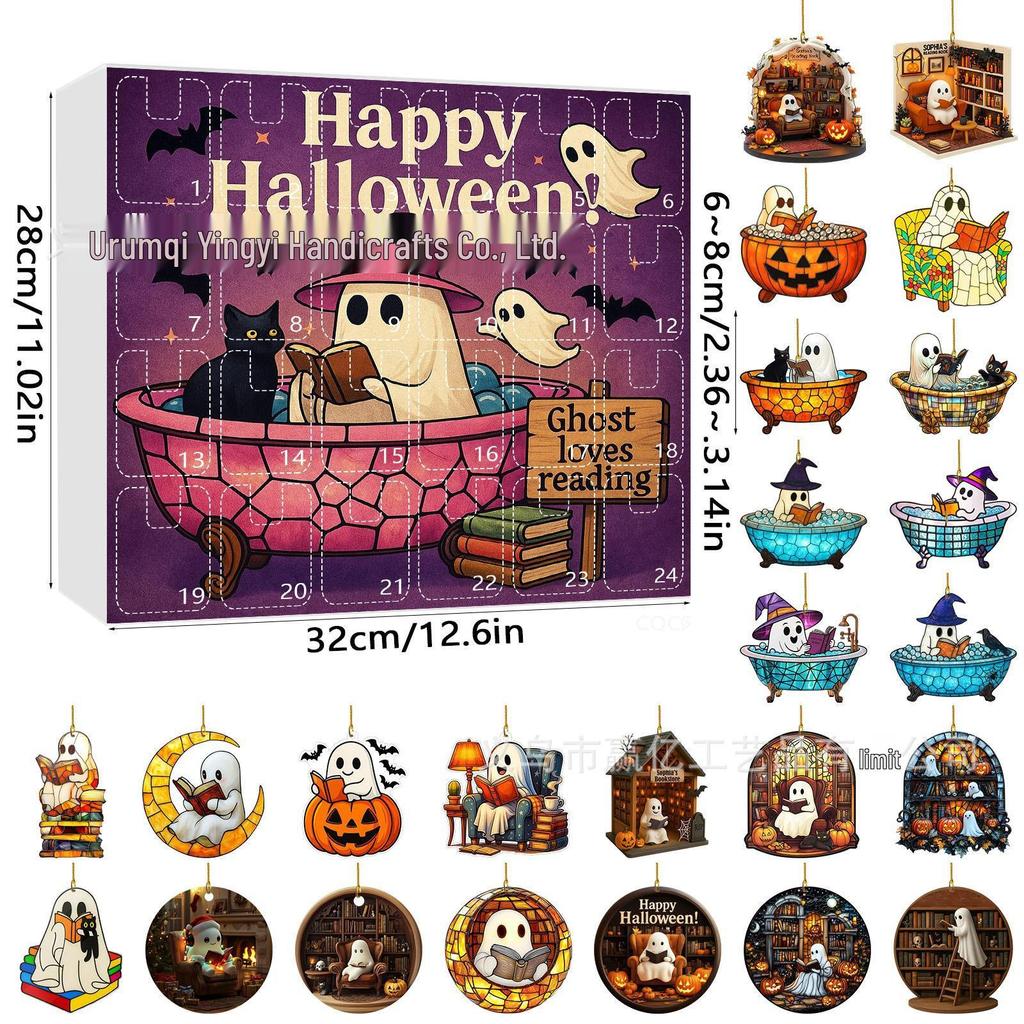 2026 Halloween Witch, Ghost & Goblin Countdown Calendar with Acrylic Pendant Blind Box