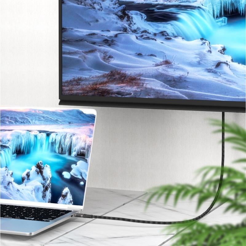 USB C to HDMI-Compatible Cable Converters Wire Supports 4K@60Hz Type C to HDTV Display Adapters Cord