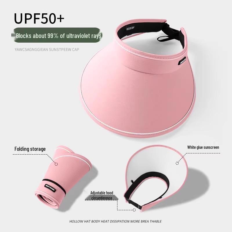 Women's Foldable Summer Sun Hat - UV Protection, Empty Top, Outdoor 2025 Design