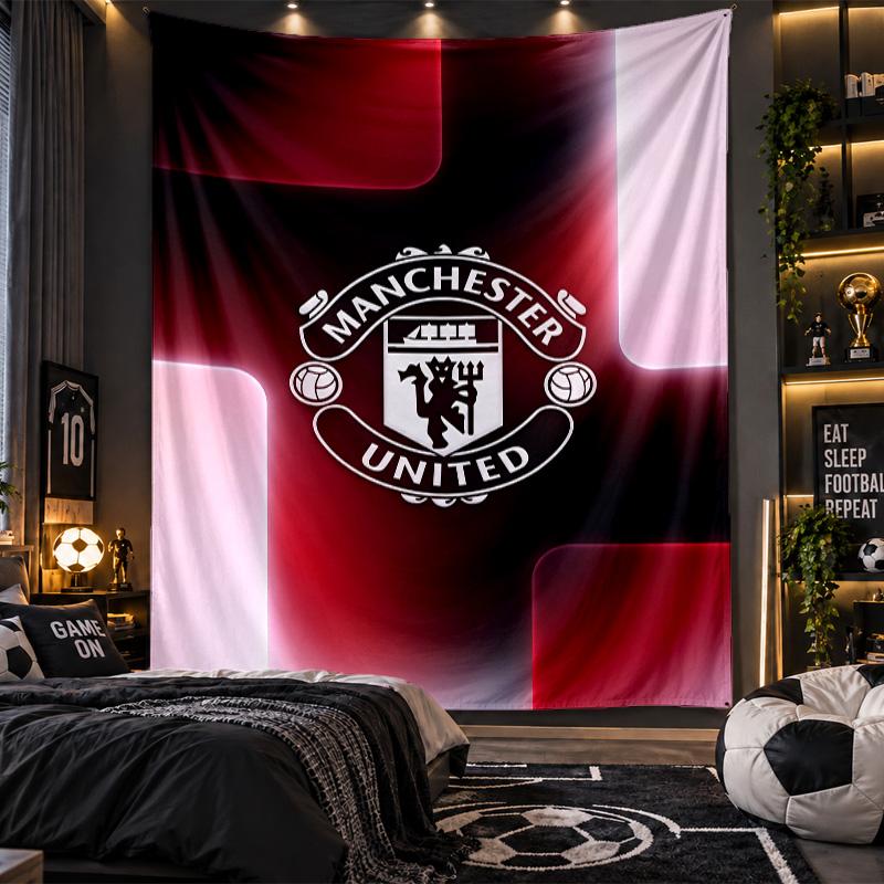 Arazzo da Appendere alla Parete Stampa Manchester United FC Tessuto per Soggiorno Camera da Letto Decorazione per la Casa