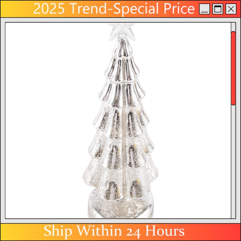 Feb.1Pc Christmas Trees Glass Night Light For Home Xmas Romantic Holiday Atmosphere Ornaments