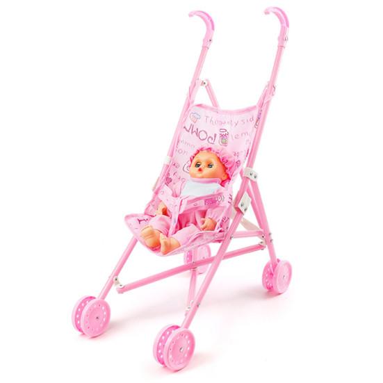 1 Set Nurturing Toy Lightweight High-quality Excellent Miniature Brilliant Doll Pram with Baby Walker