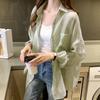 Polo Collar Thin Chiffon Shirt Single Breasted Cardigan Women's Loose Sun Protection Clothing Solid Color Simple Casual Summer