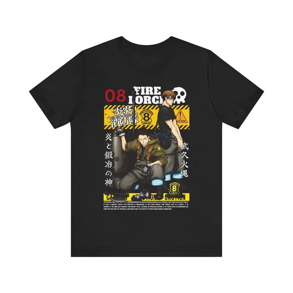 Anime Fire Force Capt. Obi Lt. Hinawa T Shirt Size S - 5Xl BLACK Size S - 5XL Unisex T-Shirt S