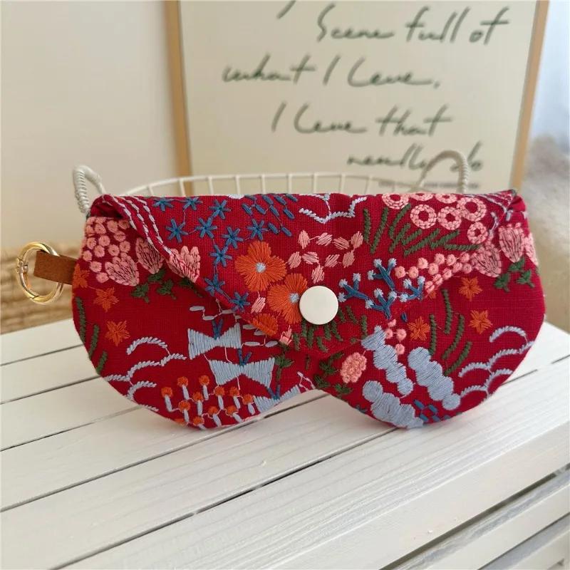 New Embroidered Fabric Sunglasses Storage Bag Fabric Eyeglass Bag Glasses Case for Travel
