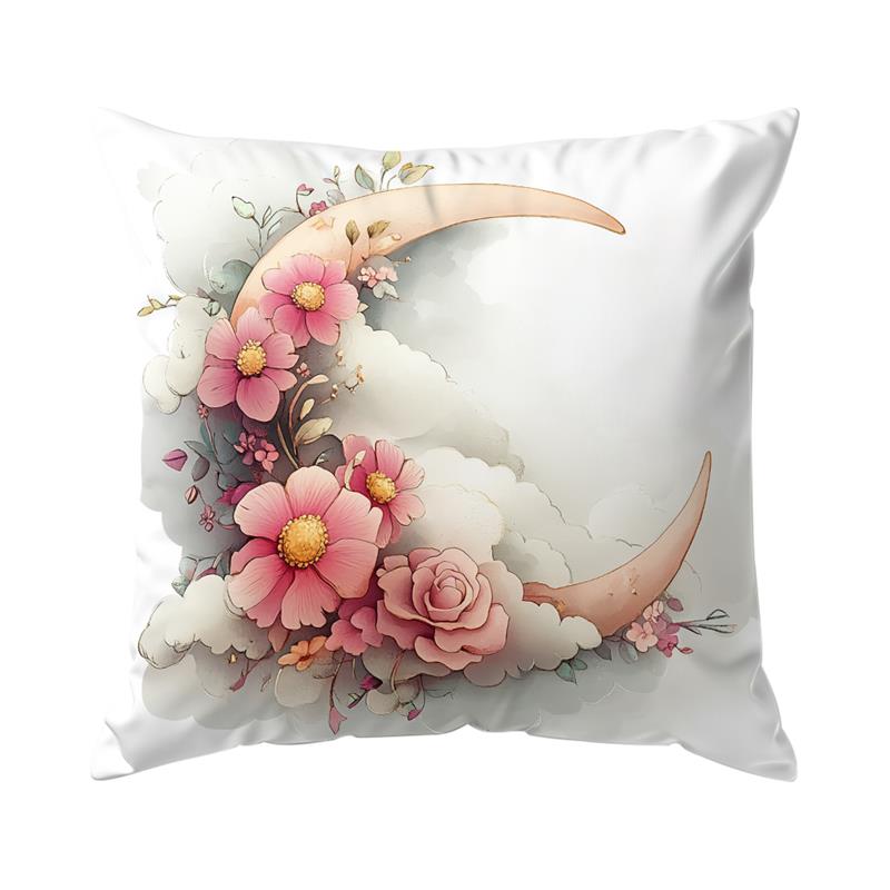 Home Decor Cute Moon, Butterfly & Star Floral Cushions Pattern Cushion Cover Suitable For Sofa Bedroom Car Pillow Cover