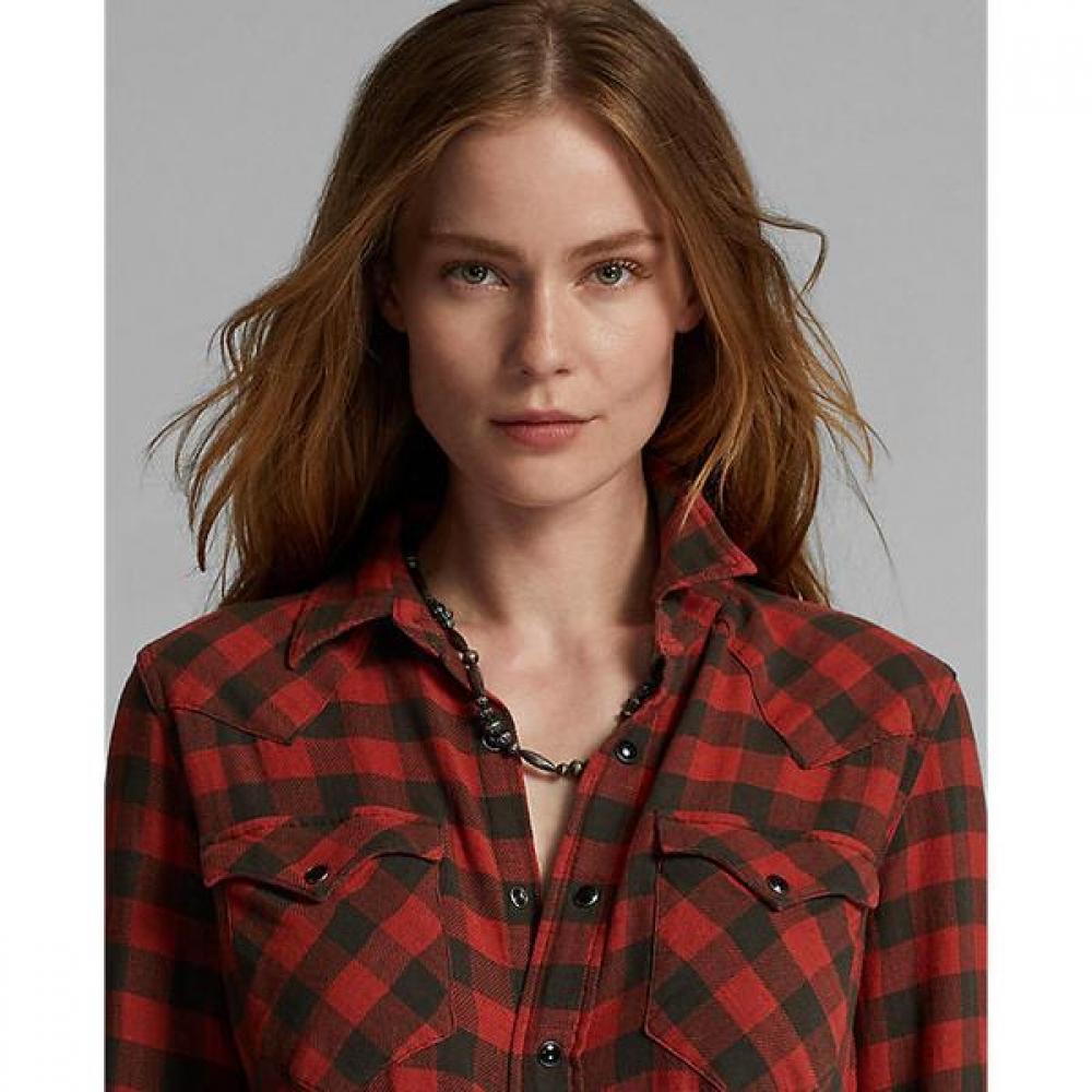 Ralph Lauren Western Shirt Plaid Cotton Linen Wmrrshtn6820060600