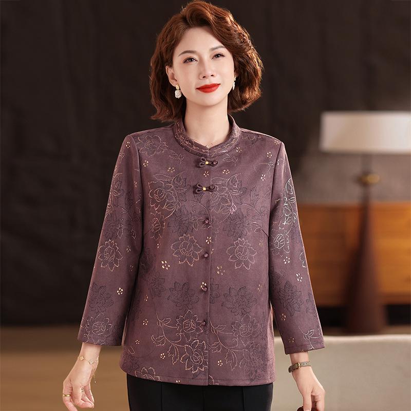 

Elegant Long-Sleeved Spring Shirt for Elderly Women - New 2026 Style for 70s and 80s Fashion L [42-50 kg] фиолетовый