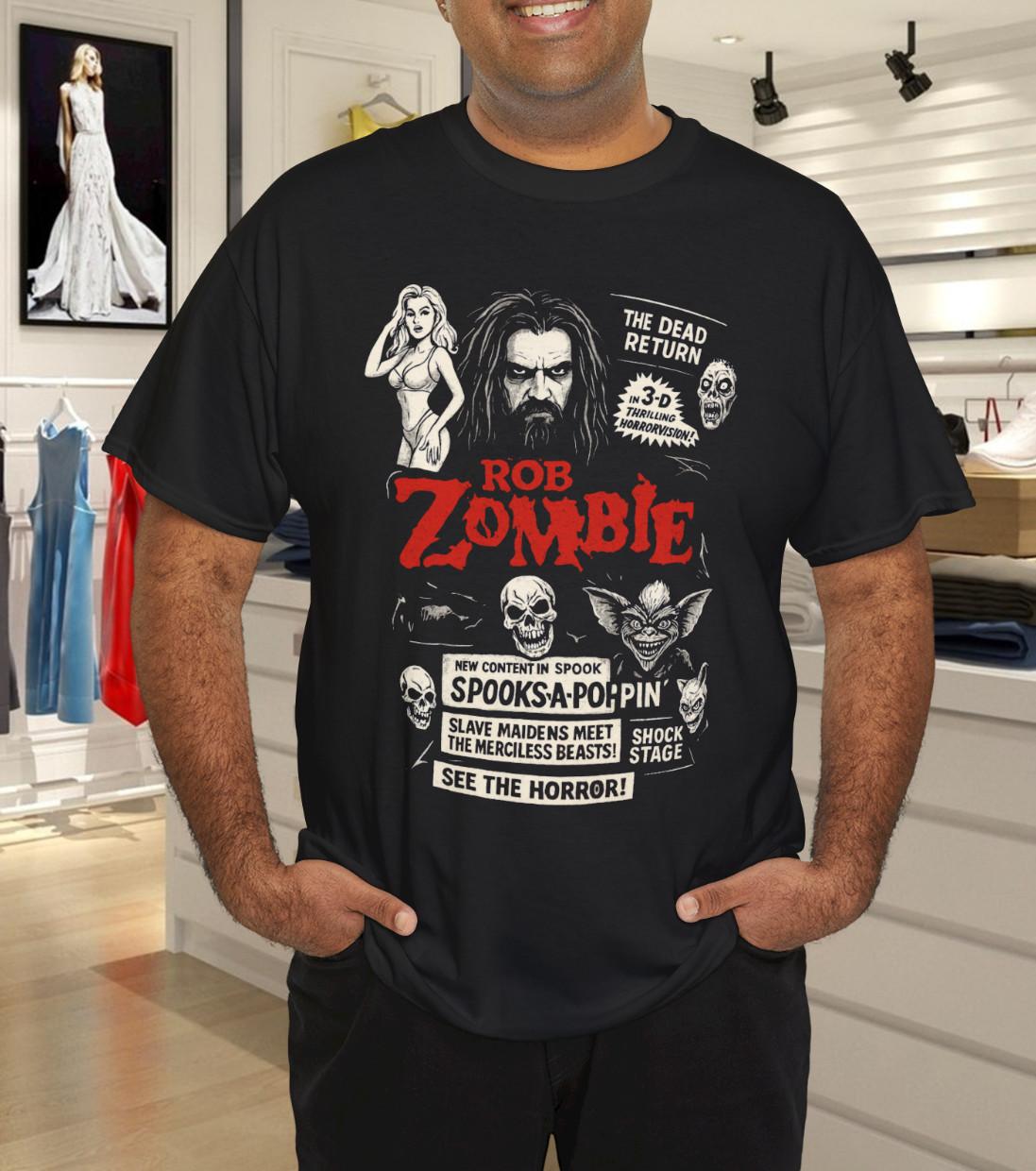 Vintage 90s Rob Zombie Spooks-A-Poppin Band Tee T-Shirt Mens Womens Tees Top S