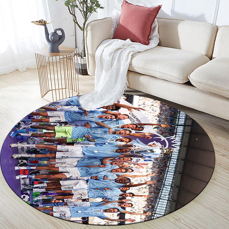 Man City Player Pattern Round rug,Carpet Rug for Living Room Bedroom Playroom ,Non-slip Floor Mat,Holiday Gifts and Birthday Gifts.