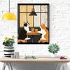 Funny Cat Coffee Wall Art for Tabby and Tuxedo Cat Owners Vintage Cat Cafe Print Black Cat Coffee Poster Unique Funny Animal Kit