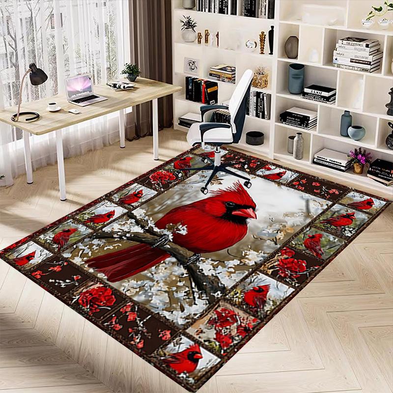 1PC Cardinal Flowers Non-Slip Floor carpet, Office, family, bedroom, Studio - Large Area Rug, Vibrant Colors-C0489