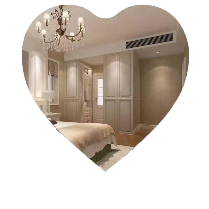 Adesivo da Parete Specchio Acrilico a Forma di Cuore, Autoadesivo 1mm, Decorazione per Trucco e Toeletta.