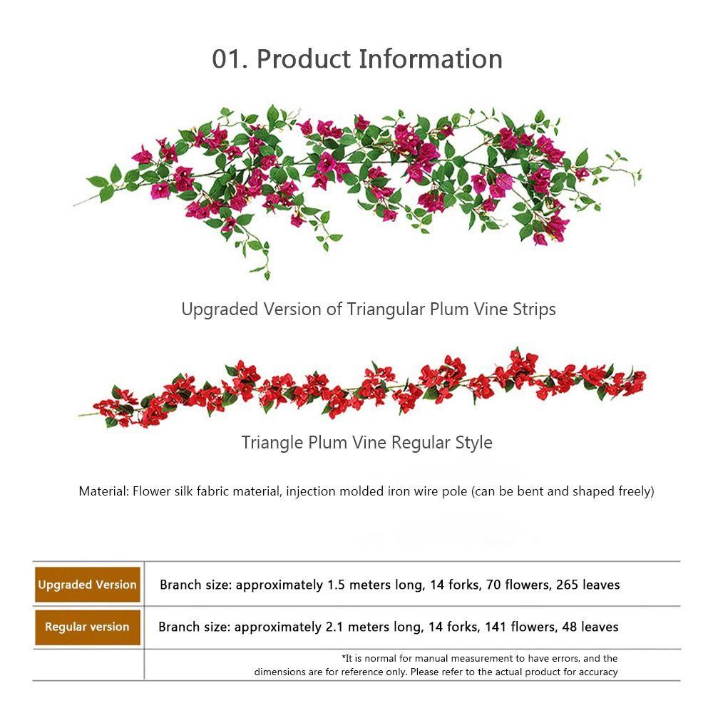 Multicolor Bougainvillea Artificial Flower Vine Hanging Decoration Green Leaves Simulation Flower Vine DIY Photo Props