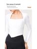 Women's Long-Sleeve Yoga Suit with Padded Waterdrop Cup and Ruched Slim-Fit Sports Top