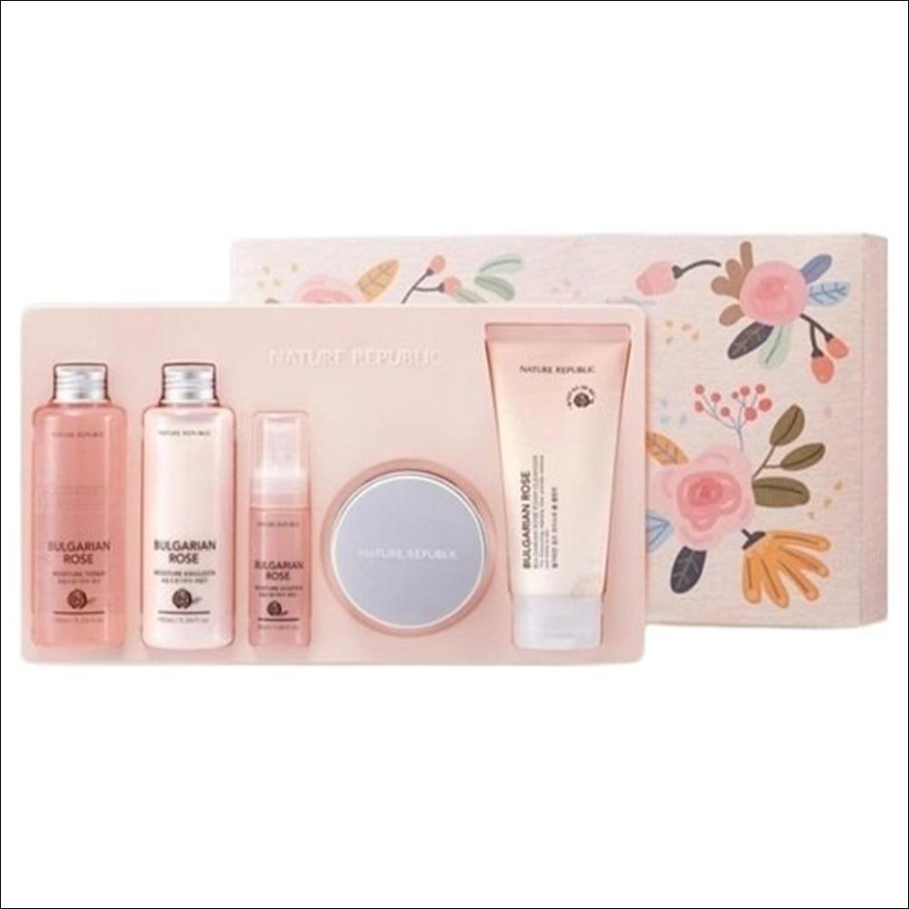 Nature Republic Bulgarian Rose Skincare Special Set (Toner 155ml + Emulsion 155ml + Essence 35ml + Cream 100ml + Foam Cleanser 120ml)