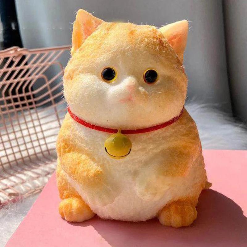 Taba Squishy Cute Flocking Cat  Fidget Toy Extra Large Sensory Stress Relief Toy For Kids Adults Anxiety Relaxation Squeeze Gift
