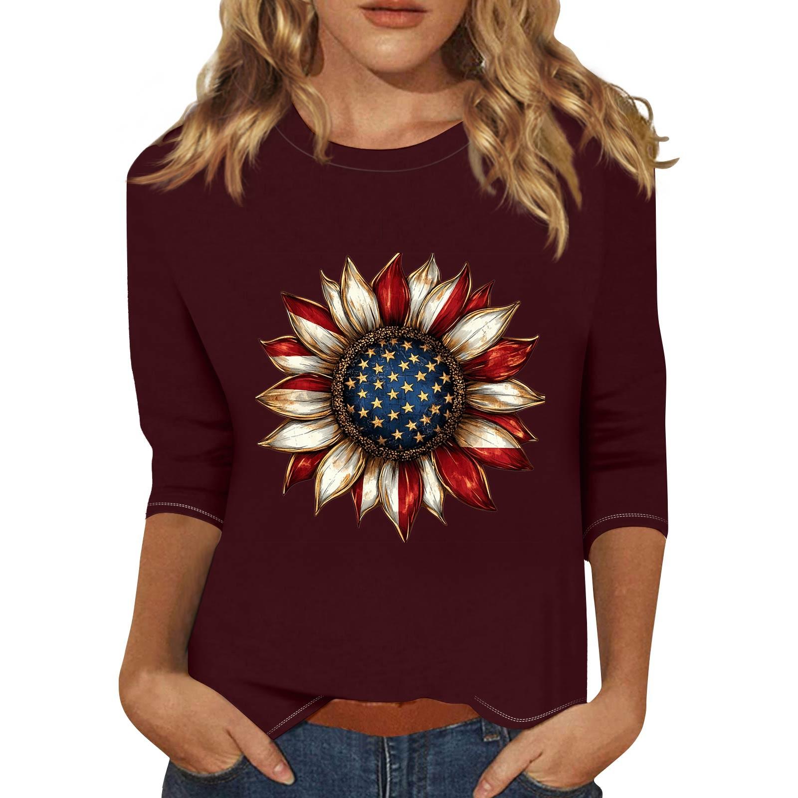 

Женский модный повседневный пуловер с воротником три четверти и принтом M винный