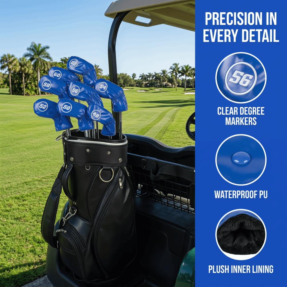 8pcs PU Material Golf Club Covers Lightweight Design Head Cover Set Protective Case  Iron Wedges