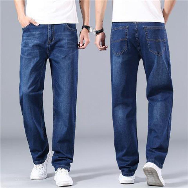 

Мужские зимние прямые свободные эластичные джинсы 2024 года, плотные повседневные брюки большого размера 40 Waist