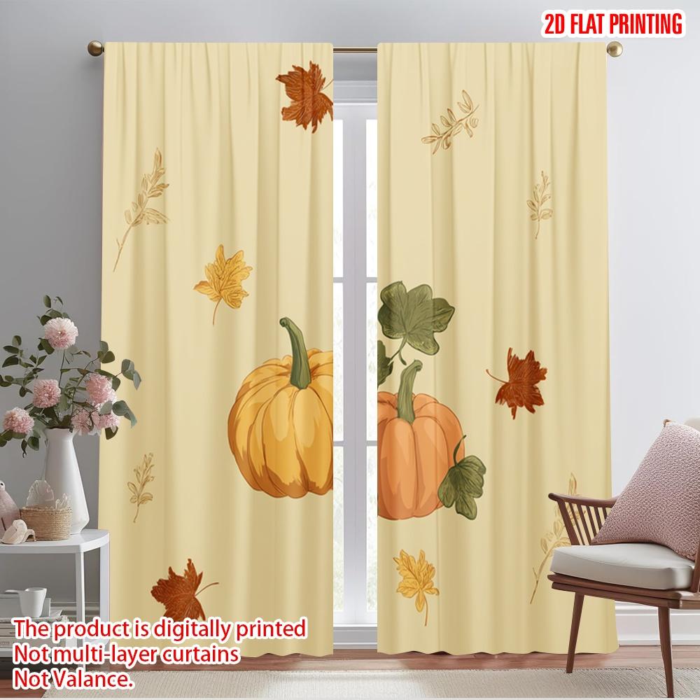 

2 шт., 2D принт на ткани для штор, хэллоуин, тыква (15) Универсальная ткань (без удилища) Праздничный Идеально для Кухни Гостиной 52.50×116.00 CM 2pcs
