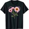Schwarzes T-Shirt mit herzförmigem Blumendesign