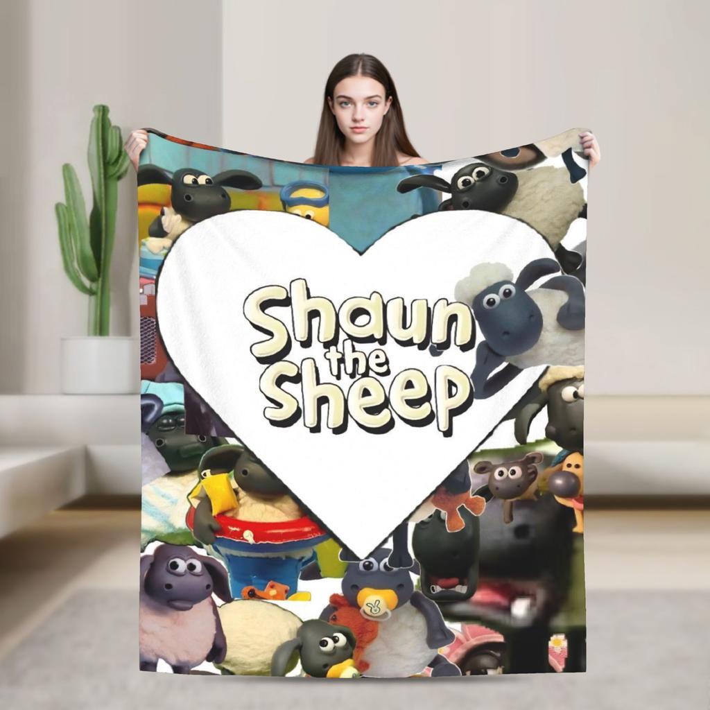 Coperte Calde Morbide di Pecora Shaun Coperta Plaid Peluche da Campeggio Copriletto in Flanella Novità per Soggiorno Copri Divano Letto