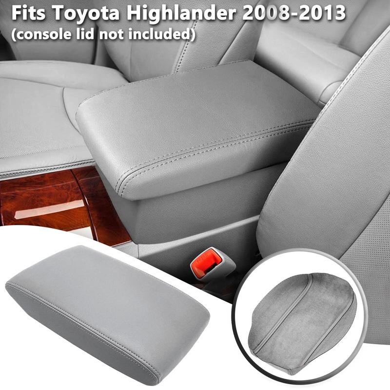 Couvercle de Console Centrale Accoudoir en Cuir Gris pour Toyota Highlander 2008-2013 Coussin de Remplissage Boîte Accoudoir de Voiture Rénovation Remplacement