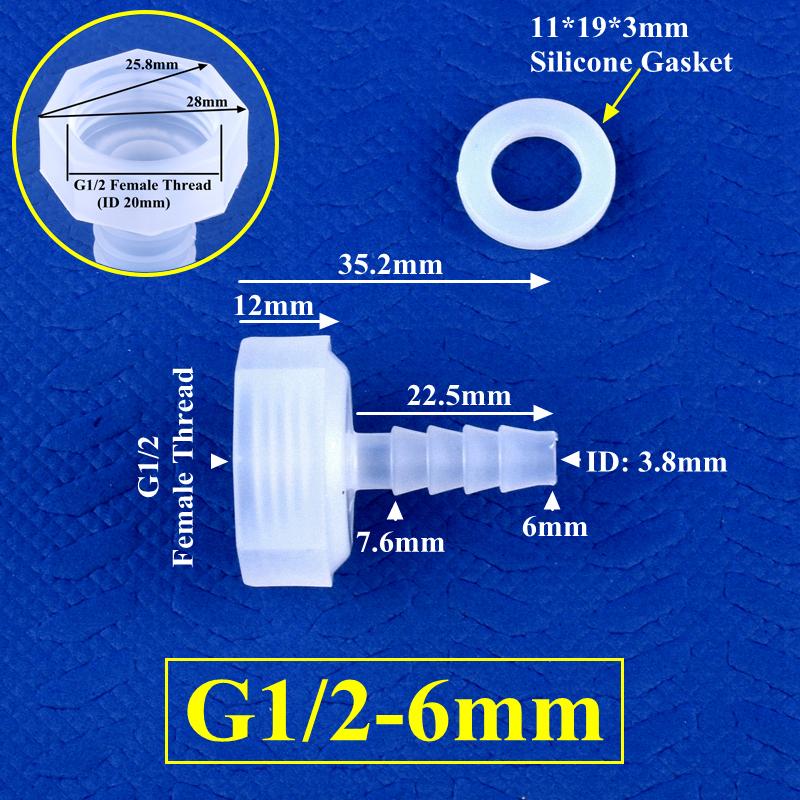 PP Direct Connector G1/2" 3/4" Female Thread To 4~25mm Barb Joint Micro Irrigation Garden Water Pagoda Hose Joint Aquarium Tank Fittings