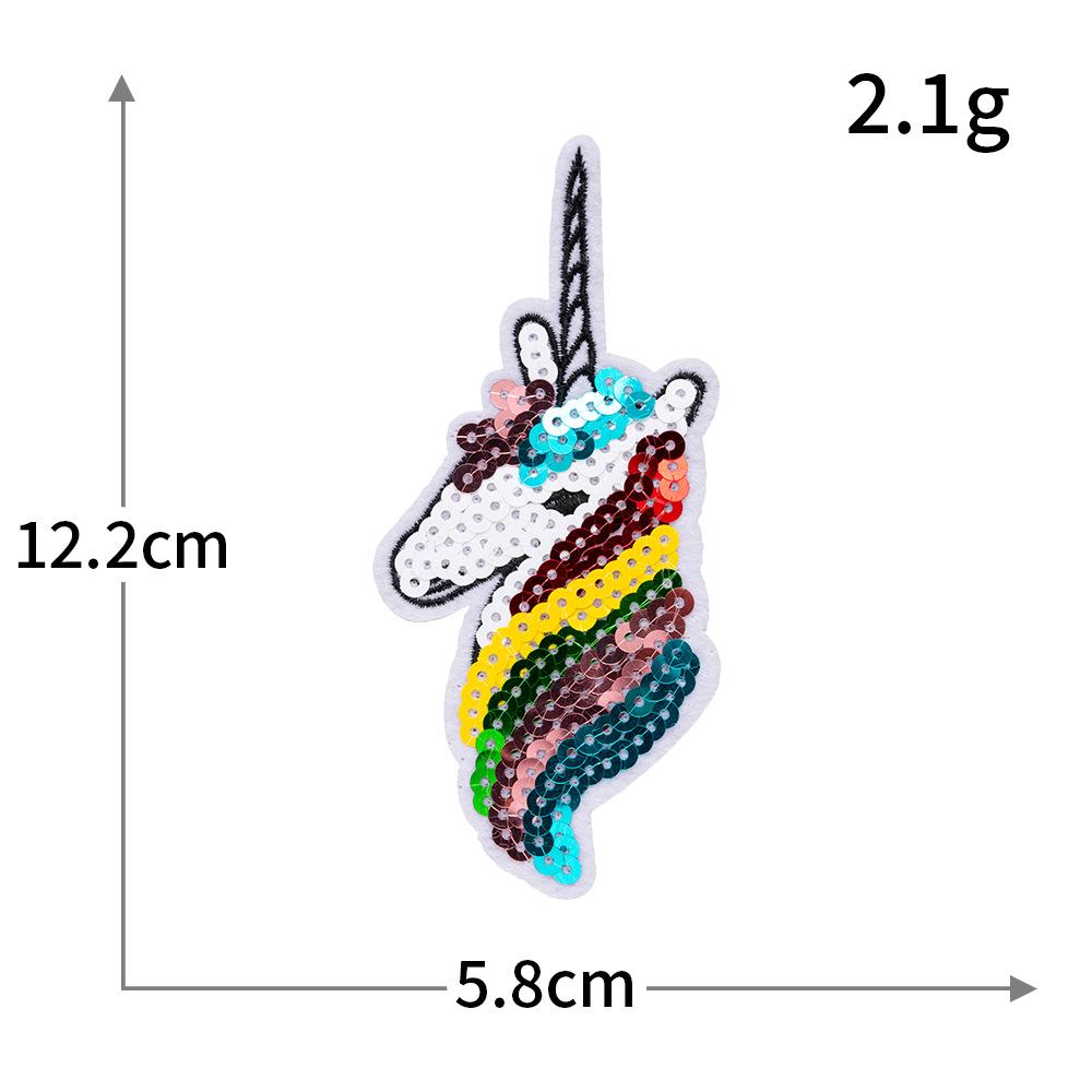 Sequin Pegasus Unicorn Computer Embroidery Cute Cartoon Pony Embroidery Cloth Sticker Clothes Decoration Badge Sticker