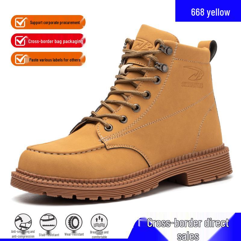 Men's Lightweight Steel Toe Anti-Smash Work Shoes - Comfortable, Breathable, Protective Footwear for Outdoors