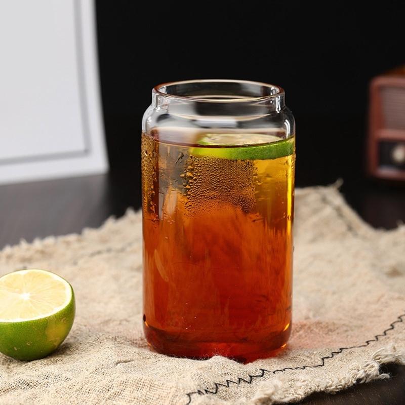 Shock Resistant Drinking Cup With Cover Removable Straw High Borosilicate Glass Coffee Mug for Home Office Use