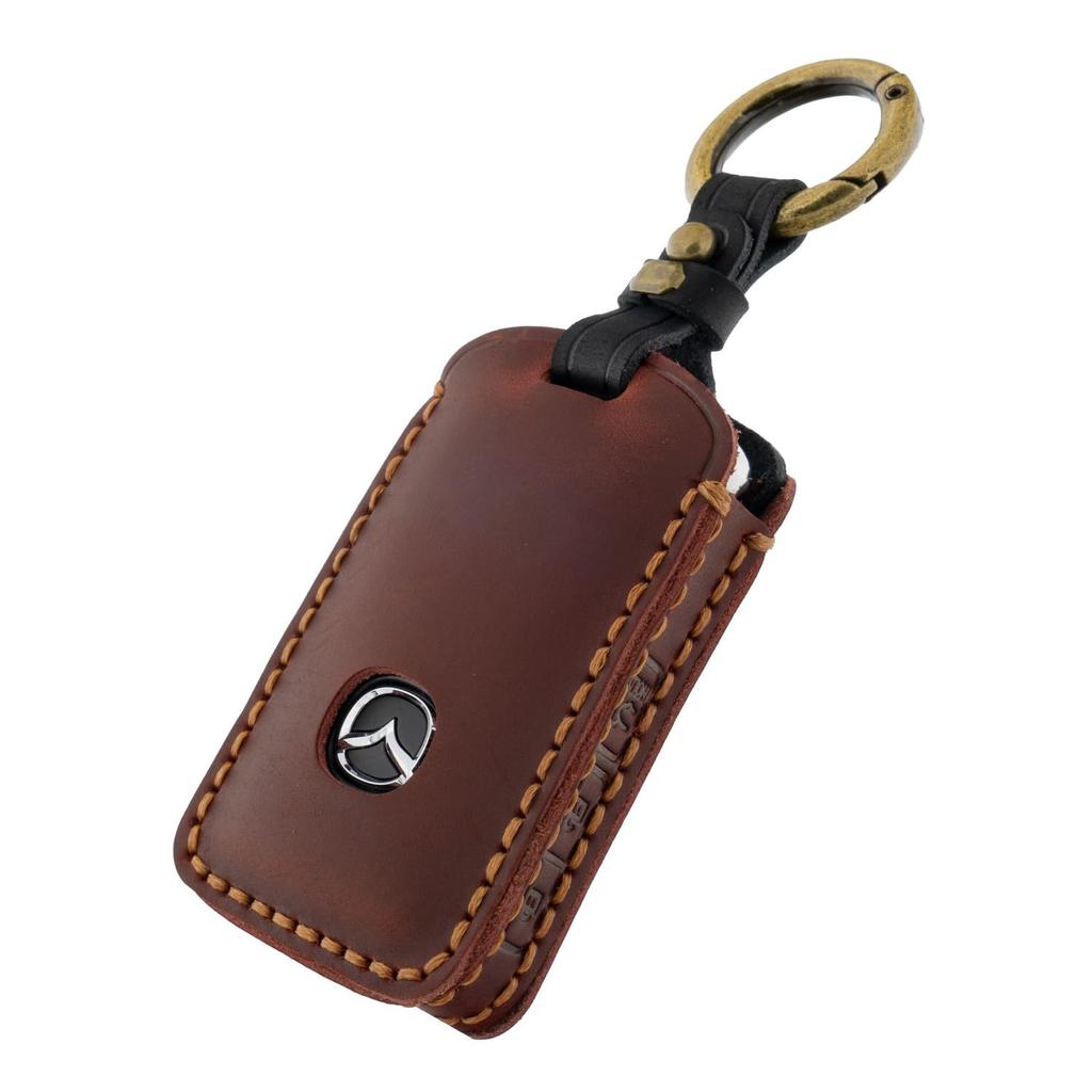 SKYBELL Key Case for Mazda and Genuine Leather Key Smart Key Car Key Skybell CX3, CX5, CX8, CX30, CX60, MX30, Roadster, Others, 3-Button Cover, Case,