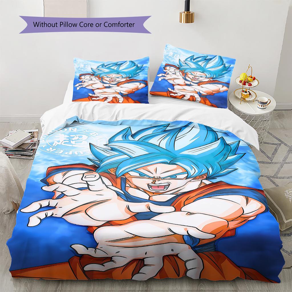 Vegito Pattern Bedding,Quilt Set Quilt Cover Pillowcase Home Birthday Gift (1 * Duvet Cover + 2 * Pillowcase, Without Core)