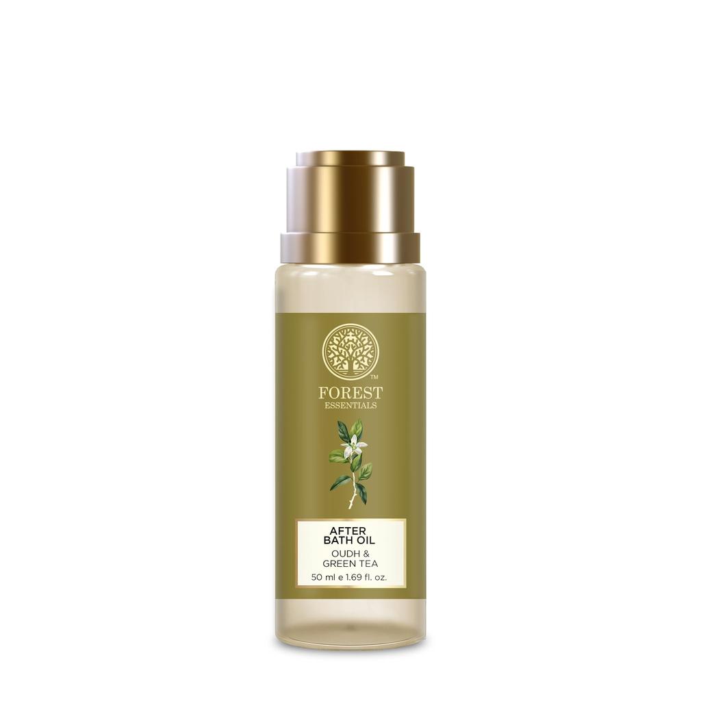 Forest Essentials After Bath Oil Oudh & Green Tea | After Shower on Wet Skin | Keeps Skin Hydrated in just 2 Mins | For Lightly Scented & Soft Skin