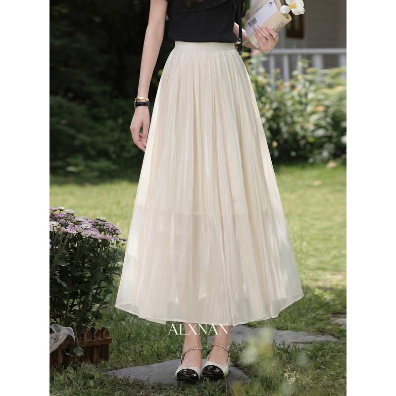 Women s High-Waist Draped Pleated Midi Skirt L