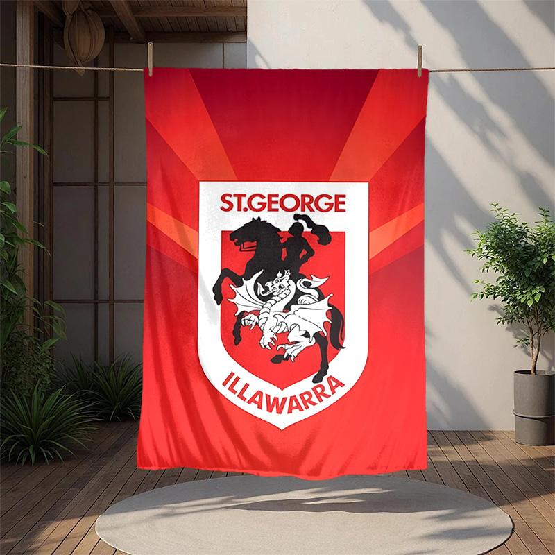 St George Illawarra Flannel Blanket Soft Warm All-Season Throw, Design for Camping, Car Travel, Hiking Sofa, Bed, Office Perfect Gift for Parties