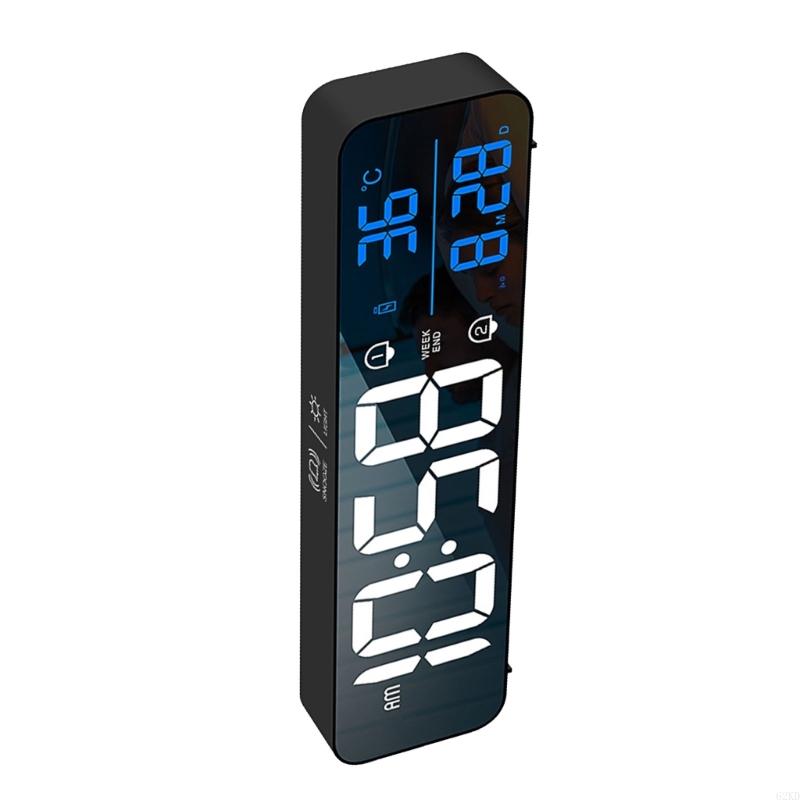 62KD LED Music Alarm Clock Voice Controlling Touch Snoozes USB Rechargeable Table Clock 2 Alarms Temperature Digital Clock