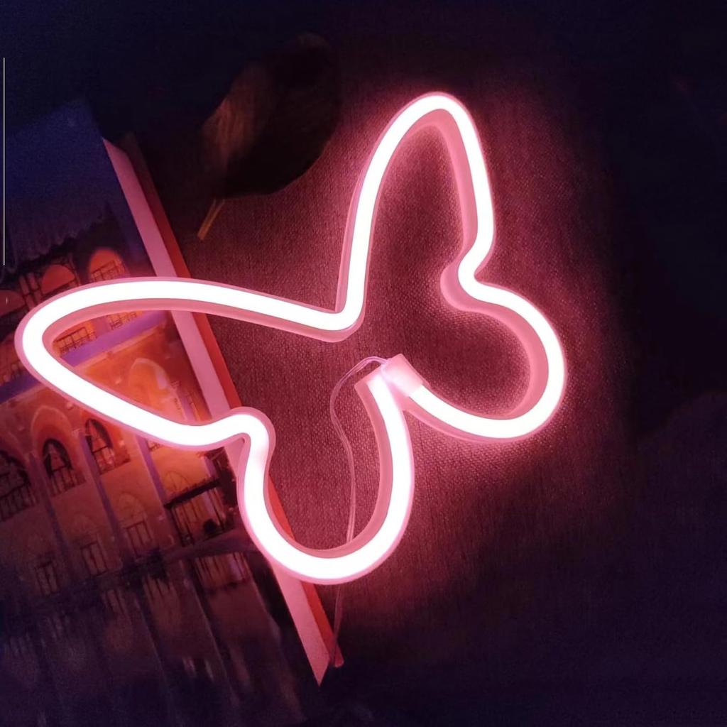 Coral Pink Butterfly Neon Signs for Wall Office Colleage Apartment Dorm Wedding Birthday Party Decor,Neon Butterfly Led Signs Decorations Night Light