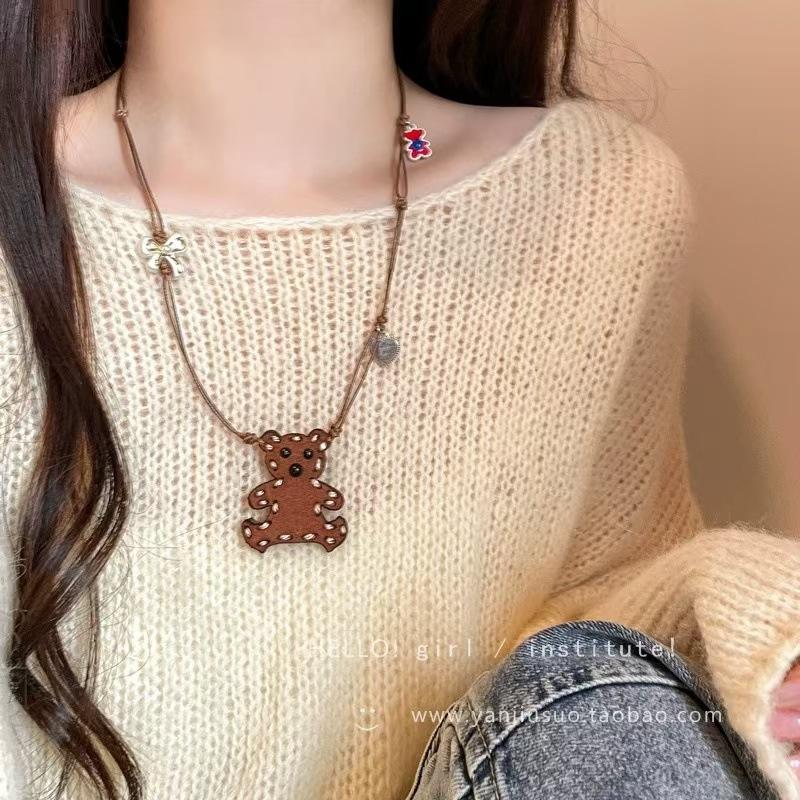 Cute Cartoon Cat Pendant Necklace Woven High-end Personality Necklace